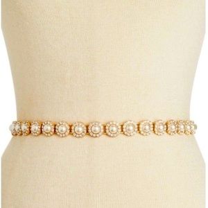 KATA SPADE PEARL AND CRYSTAL FLOWER TIE BELT